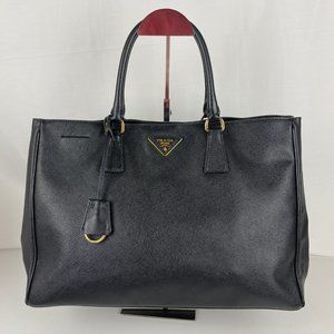Prada Saffiano Lux Large Black Leather Tote - Authenticity Certified